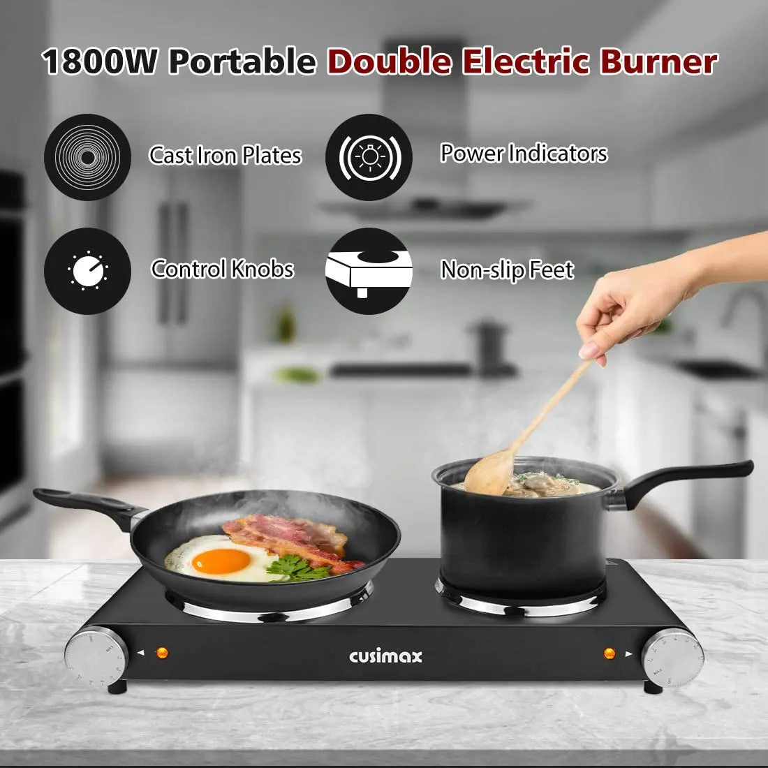 Cocina Eléctrica doble hornilla CUSIMAX